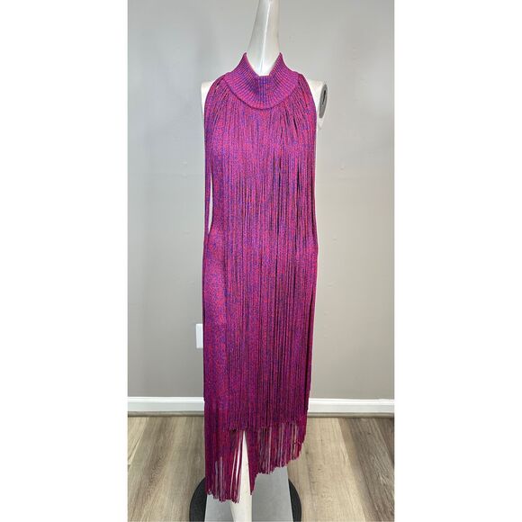 Burberry Tiered Fringe Midi-Dress Size Small $8500 - Picture 7 of 14